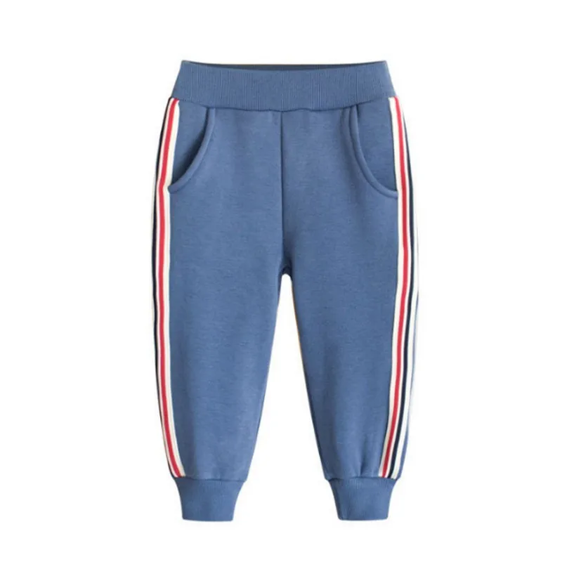 Новые осенние вельветовые спортивные штаны повседневные корейские штаны для мальчиков, детские штаны контрастного цвета теплые штаны для маленьких мальчиков - Цвет: Синий