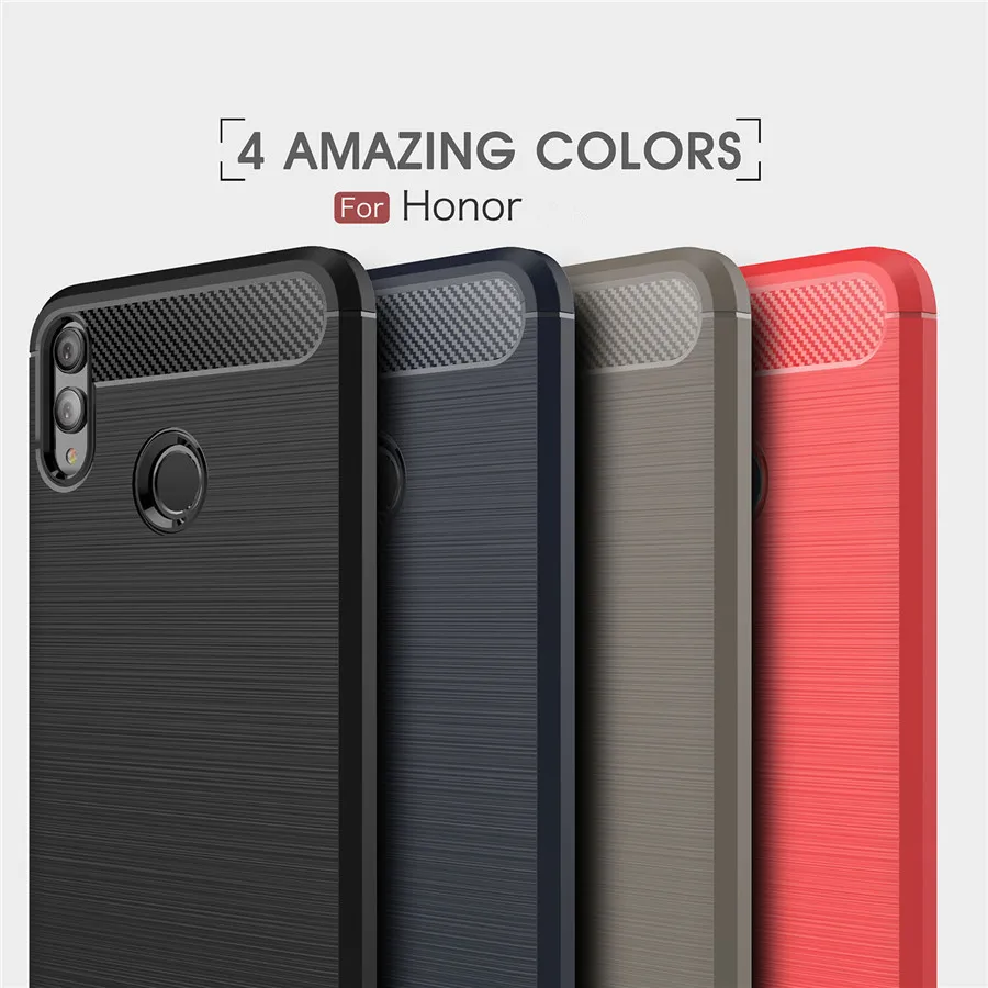 

Honor 8X Cases Cover Shockproof Huawei Honor 8 9 10 Lite 7X 6X 5X 8C Play Carbon Fiber Bumper TPU Silicone Protector Case Cover
