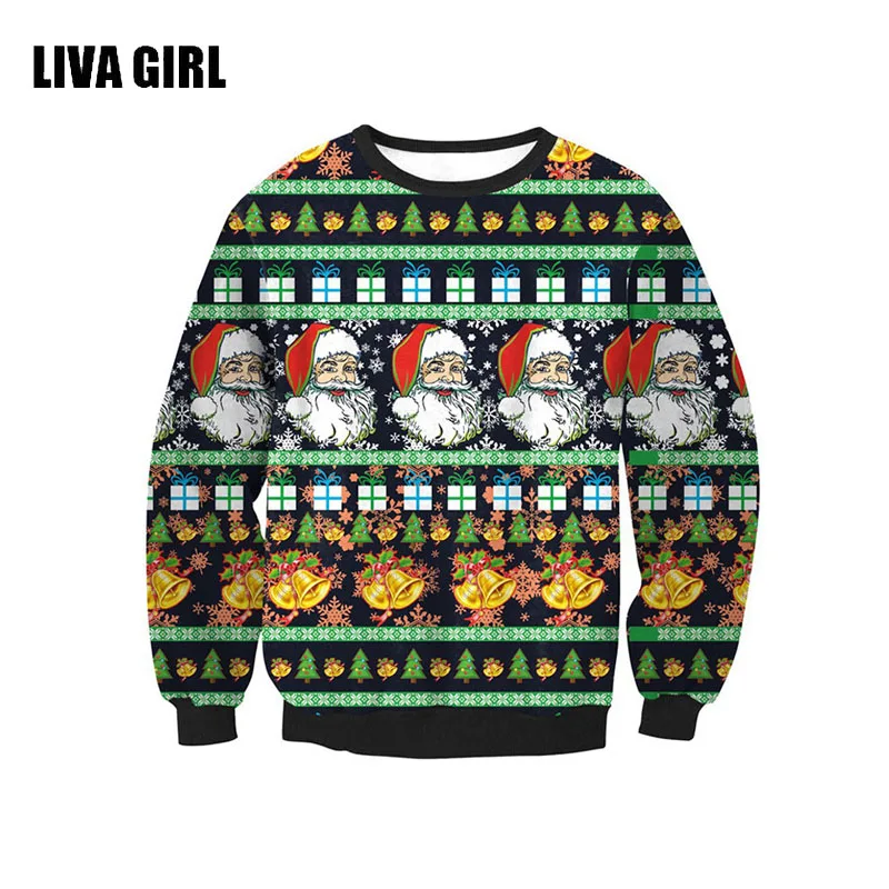 Unisex Sweaters Fashion Santa Claus Tree Reindeer Patterned Sweater