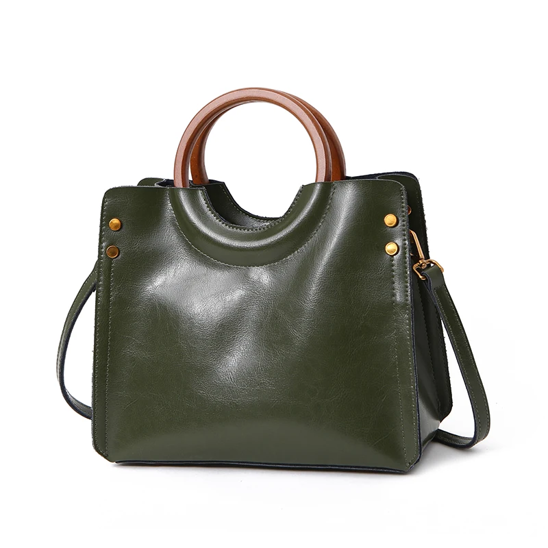 Women Leather Bags High Quality Famous Brand Woman Handbags 2018 Wooden