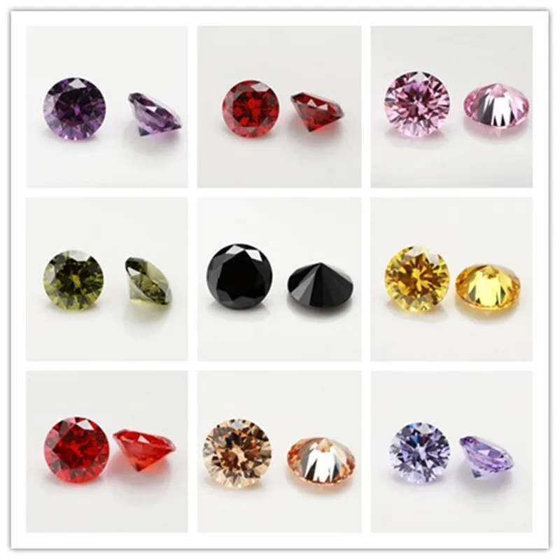 

100pcs AAAAA 7.0-8.0mm Round Brilliant Golden,Pink,Black,Amethylst,Garnet,Champagne,Olive Green Cubic Zirconia Stone Loose