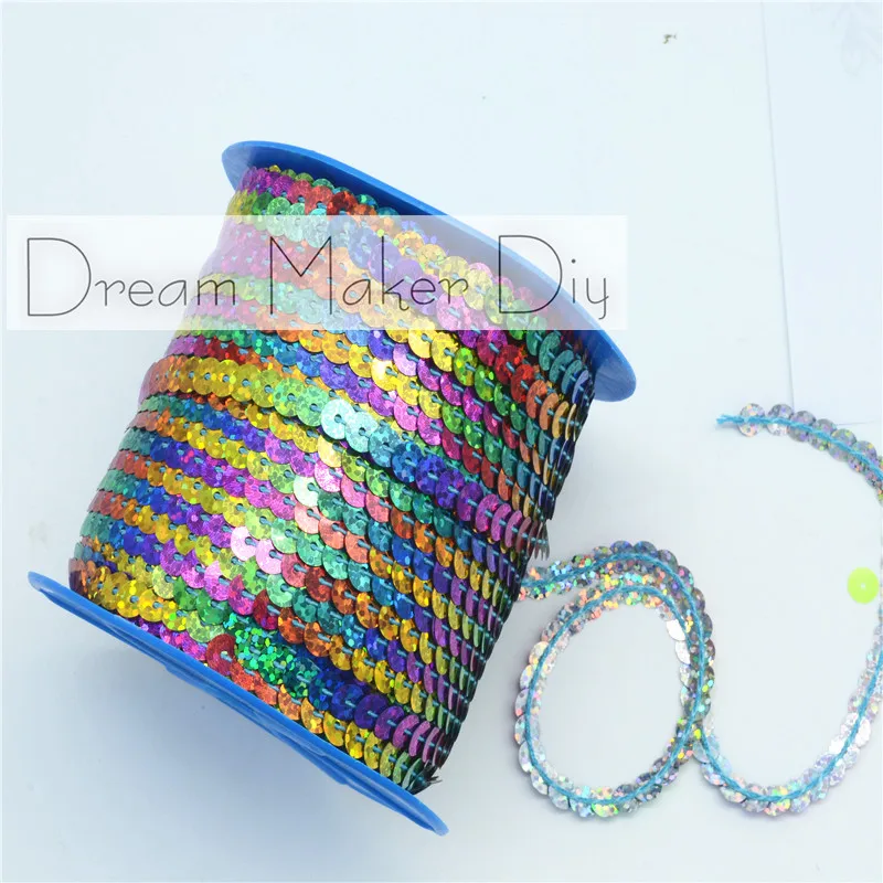 100Yard 6mm Laser/Holographic gradational Color Sequin Ribbon Trim