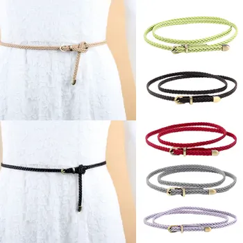 

Hot Sell Hand-knitted Women Lady Fashion Belt Casual All-match Thin Dress-in Belt Candy Colors Accessories