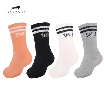 

Women Happy Funny socks With Word Smile 4 Colors Hygroscopic Antibacterial Breathable Daily Bamboo Girls Socks 4 Pairs/Lot