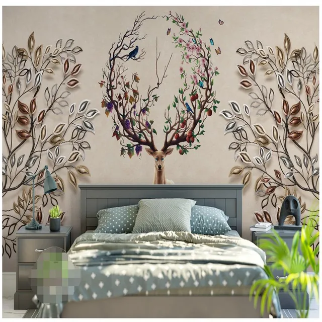 Beibehang moderne tapeten wohnzimmer hintergrund geweih kunst blume ... Beibehang moderne tapeten wohnzimmer hintergrund geweih kunst blume ...