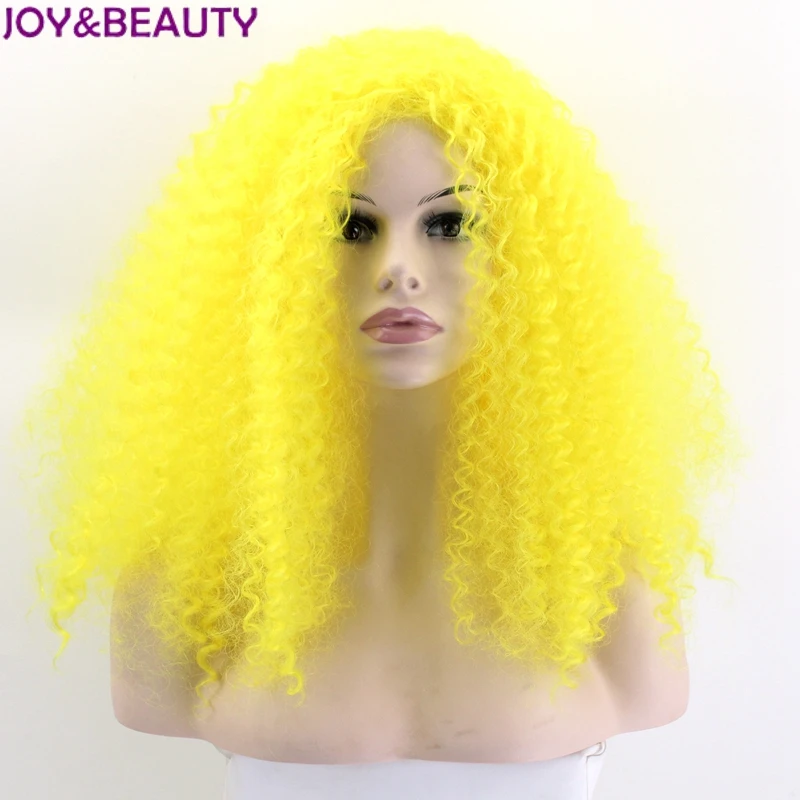 JOY& BEAUTY желтый цвет длинные вьющиеся парик синтетические волосы высокая температура волокно косплей парик 20 дюймов