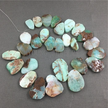 

MY1035 15.5''Strand Natural Teardrop Chrysoprase Slab Slice Strand Beads,Australian Jades Drilled Loose Beads