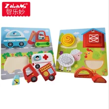 Мультфильм Деревянный Монтессори метод 3D головоломки с животными для детей детский учебный, обучающий пазл развитие интеллекта игрушки подарок