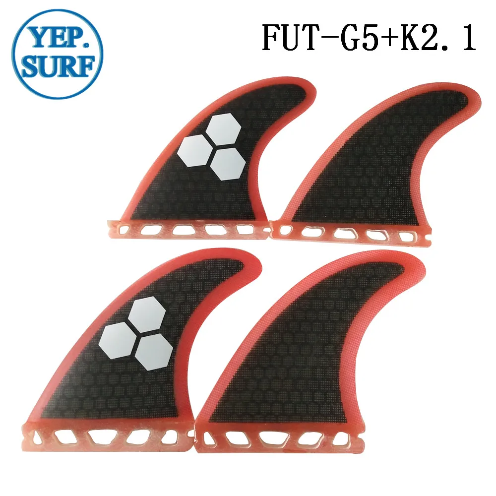 4 шт. Future Quad Fin G5 + K2.1 Honeycomb Surf черный и красный с логотипом плавник для серфинга Quihas