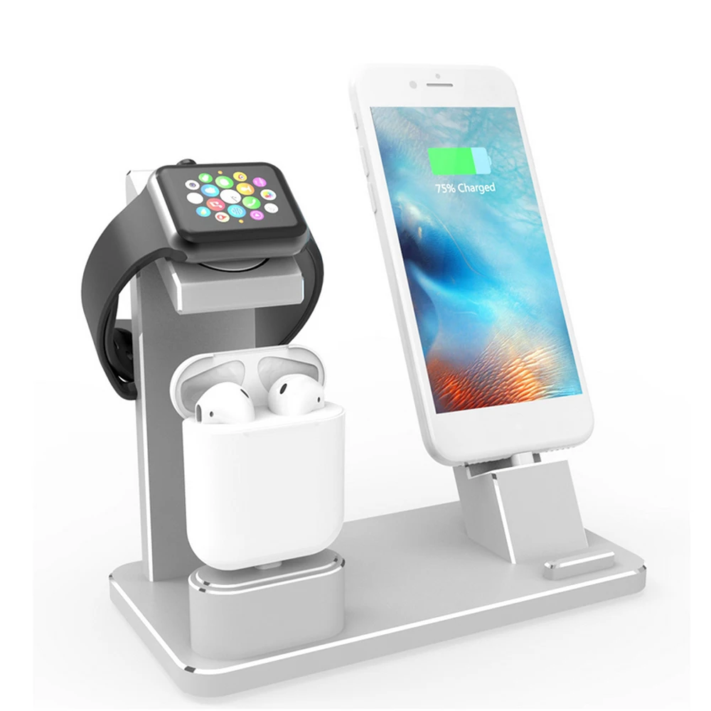 

IOS Phone Watch Stand Aluminum Charging Docks Phone Charging Station Tablet Functional Stand for Series 1 2 Phone6 6s 7 8 plus