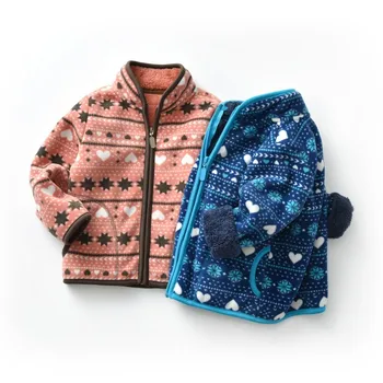 

Kids Coat Fashion Print Zipper Baby Girls Jackets Polar Fleece Plus Velvet Warm Autumn Winter Boys Outwear Warm Child Clothes