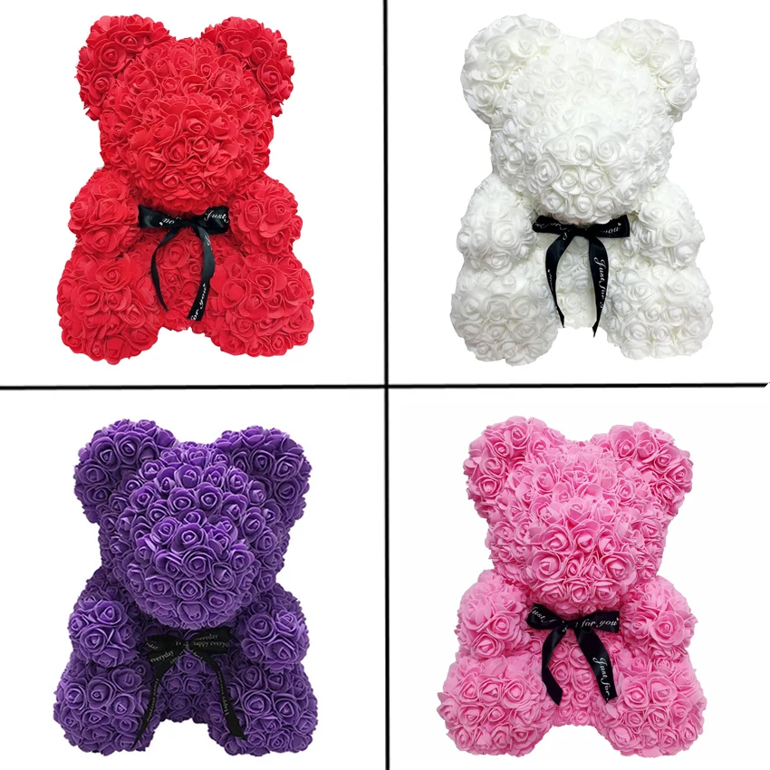 

Artificial Flowers 25cm Rose Bear Girlfriend Anniversary Christmas Valentine's Day Gift Birthday Present For Wedding Party