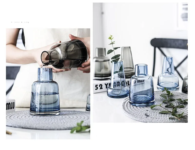KINGLANG скандинавский минималистичный Маяк Тип ваза стеклянная для цветов расположение стол топ гидропонная ваза серый стол наружное декорирование