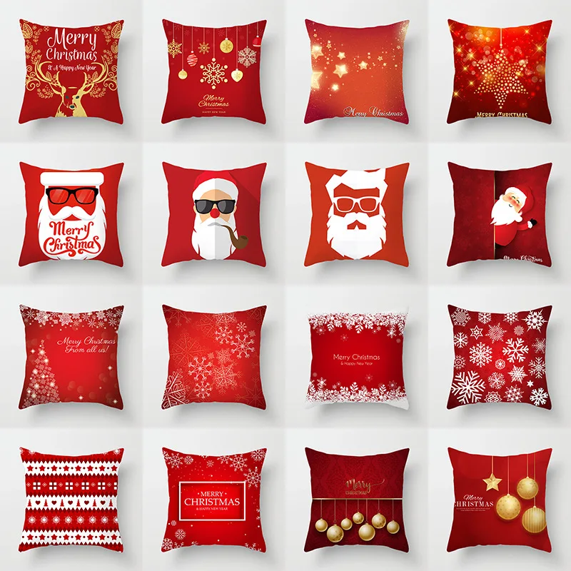 

Merry Christmas Santa Claus Cushion Cover Christmas Decorative Pillowcase Polyester Throw Pillow Case Cover almohada poszewka