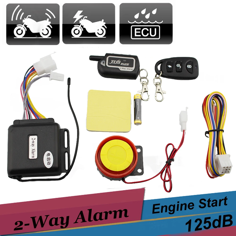 Two Way Motorcycle Scooter Alarm Remote Control Engine Start Vibration