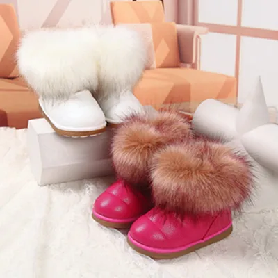 

Winter Korean version of the tide fox fur children's snow boots in the big boy waterproof girls boots bright color baby boots