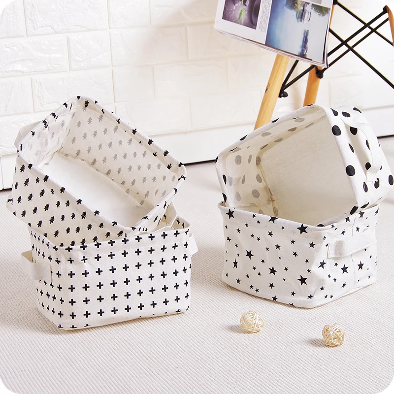 

1pc Cotton Linen Desktop Storage Basket Creative Toys Basket Snacks Debris Finishing Baskets