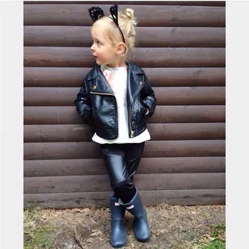 

Winter 2018 kids clothes newstyle Autumn Winter Girl Boy Kids Baby Outwear Leather Coat Short Jacket Clothes pudcoco C3