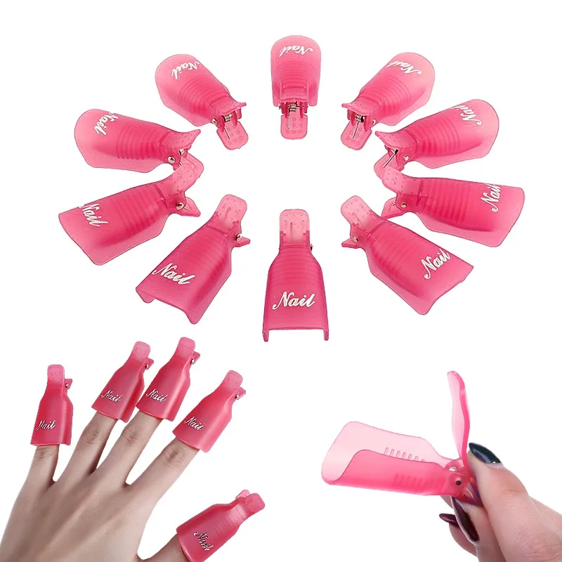 10 шт./лот Многоразовые Пластиковые Nail Art Soak Off cap Clip Cleanser UV средство для снятия гель-лака обёрточная бумага набор для удаления ногтей