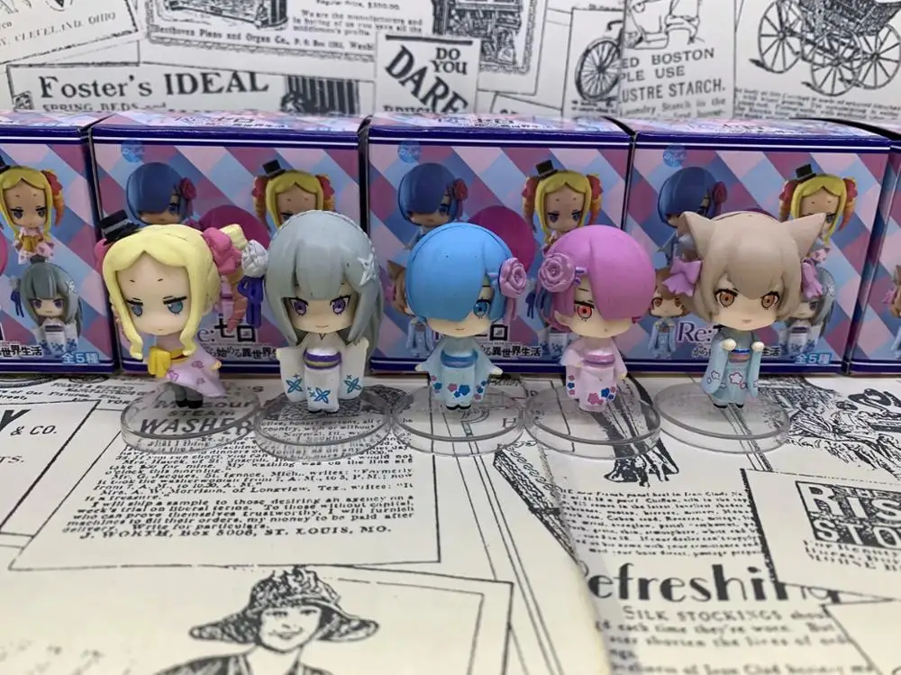 6 см аниме 5 шт. Re: жизнь в другом мире от zero Rem Ram Emilia Beatrice Mini Q версия ПВХ Фигурки