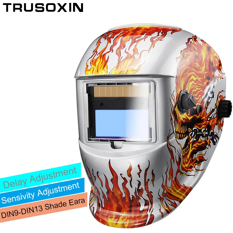 

Blue skull DIN9-DIN13 Solar Auto darkening welding helmets/Electric welder face mask/caps for TIG MIG MMA stick welder machine