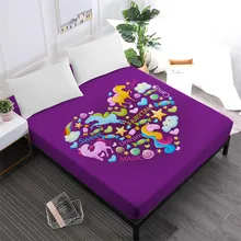 Purple Unicorn Heart Print Bed Sheet Kids Colorful Cartoon Fitted Sheet 100% Polyester Deep Pocket Mattress Cover Home Decor D25 Purple Unicorn Heart Print Bed Sheet Kids Colorful Cartoon Fitted Sheet 100% Polyester Deep Pocket Mattress Cover Home Decor D25