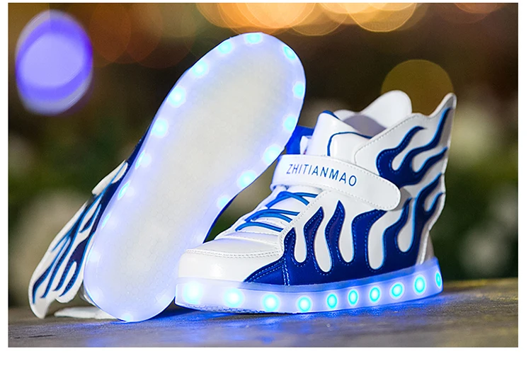 STRONGSHEN Green Kids Shoes with LED Lights Children Kids Sneakers with Wing Boys Girls Led Light Up Shoes USB Charging Warm extra wide children's shoes