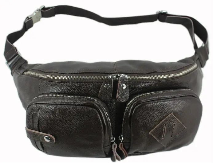 

Cowhide leather men's casual shopping Waist Bag carry small shoulder bag Messenger Bag