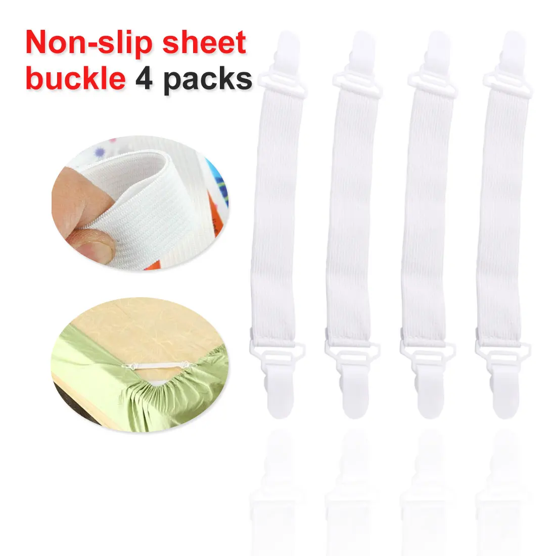 

4pcs Super Practical Bedspread Non Slip Sheet Fixer Holder Bedding Article Accessory Nylon Buckle Elastic Band for Bed sheets