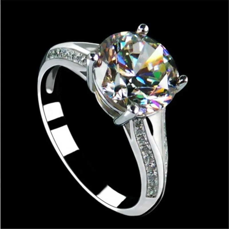Оптовая продажа 18 карат белое золото синтетический алмаз Moissanite 3CT Помолвочное