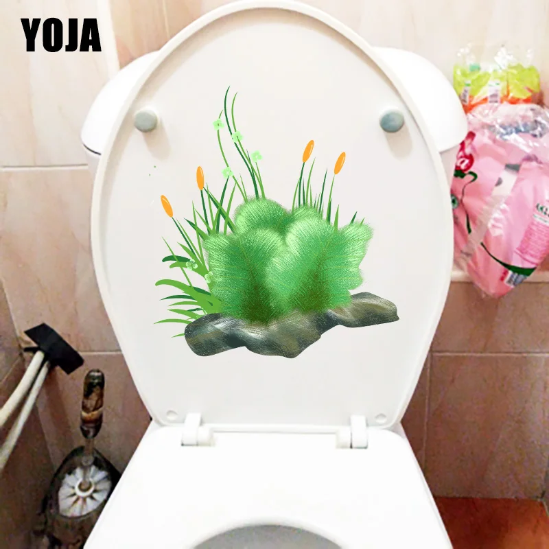 YOJA 19 3*21 3 см черный грунт зеленые листья Ванная комната Туалет наклейки на сиденья