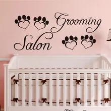 Grooming Salon Heart Shaped Paw Print Wall Sticker Removable PVC Stickers DIY Waterproof Home Decor For Pet Shop