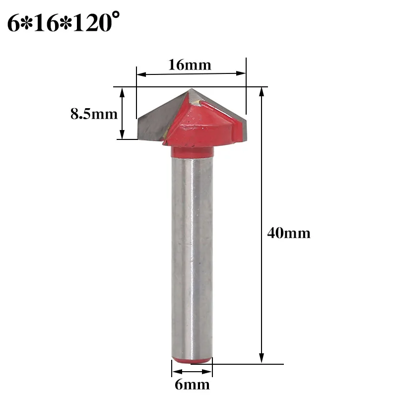 6 мм V Bit-1PCS, ЧПУ твердосплавная концевая фреза, Вольфрамовая сталь деревообрабатывающий фреза, 3D деревянная Фасонная фреза ДВП бит, 60 90 120 150 градусов - Длина режущей кромки: V616120