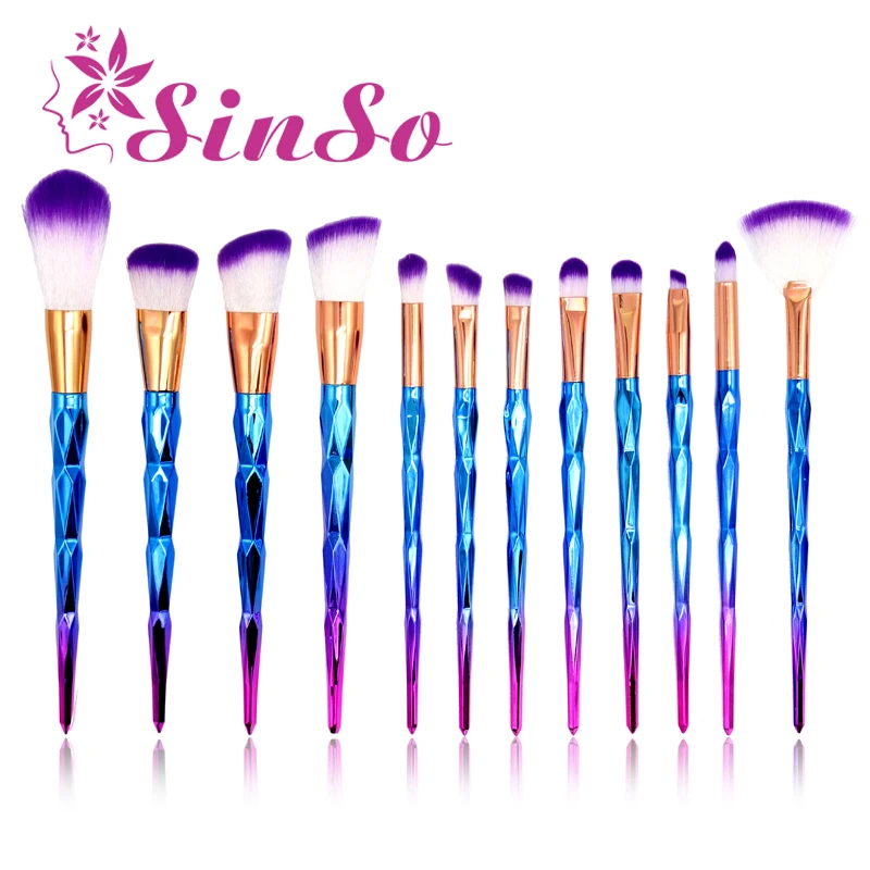 

SinSo 10/12Pcs Unicorn Makeup Brushes Set Professional Foundation Eyebrow Eyeshadow Diamond Make Up Brush Set Cosmetic Tool Kit