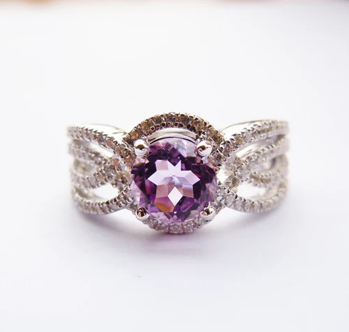 Anthentic AmethystSterling серебро Обручение кольцо