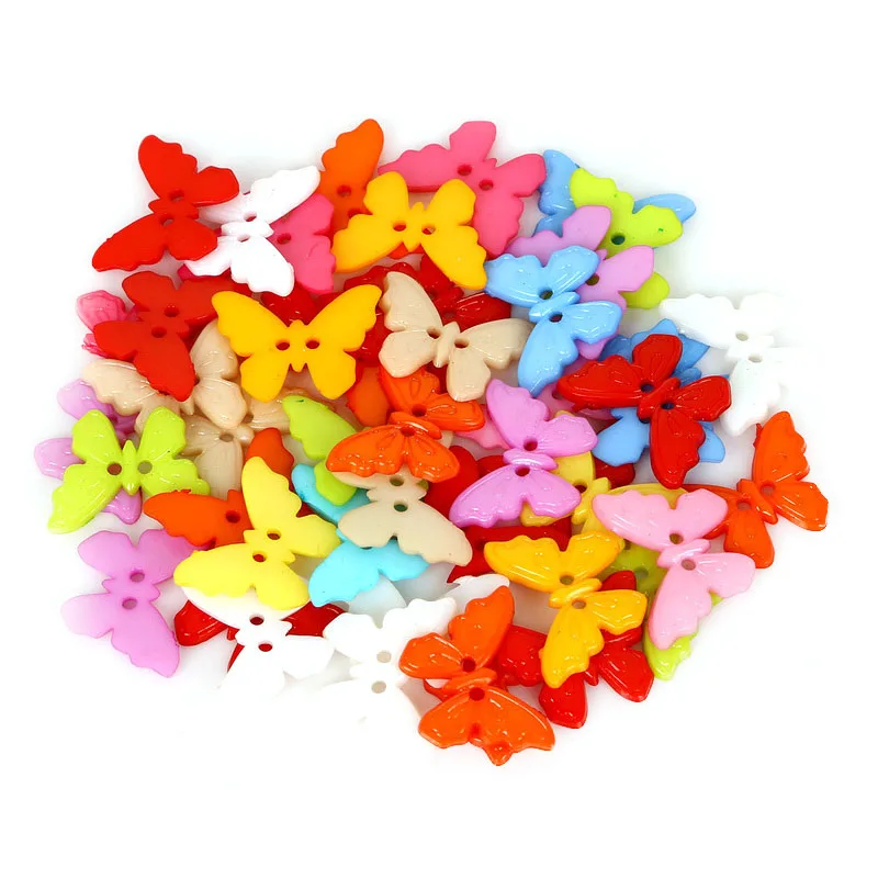 

23x17mm Sewing 50Pcs/lot Mixed 2- Holes Resin Butterfly Buttons Scrapbooking Accessories DIY Home Clothes