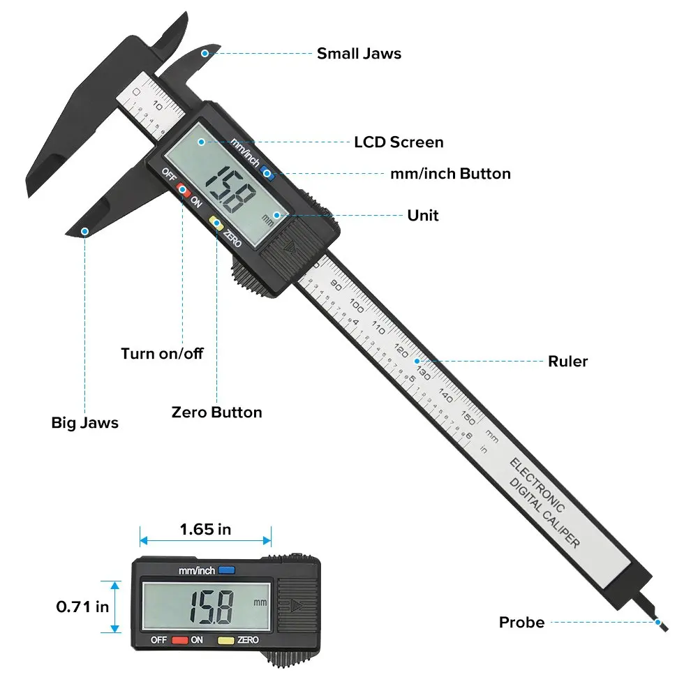 Digital Caliper 6 inch Electronic Vernier Caliper 100mm Calliper Micrometer Digital Ruler Measuring Tool 150mm 0.1mm best oscilloscope