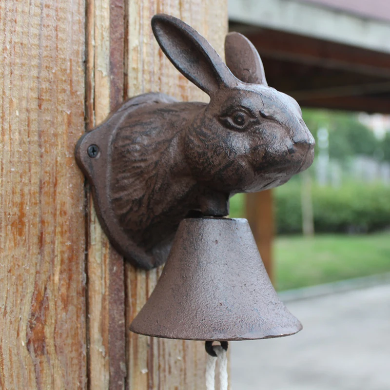 Европейские промышленные акценты Винтаж Чугунная голова кролика дизайн двери Декор стены колокольчик