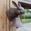 Rustic Rabbit Head Cast Iron Hand Cranking Bell European Home Garden Decor Wall Mounted Metal Animal Figurines Welcome Door Bell ► Photo 2/6