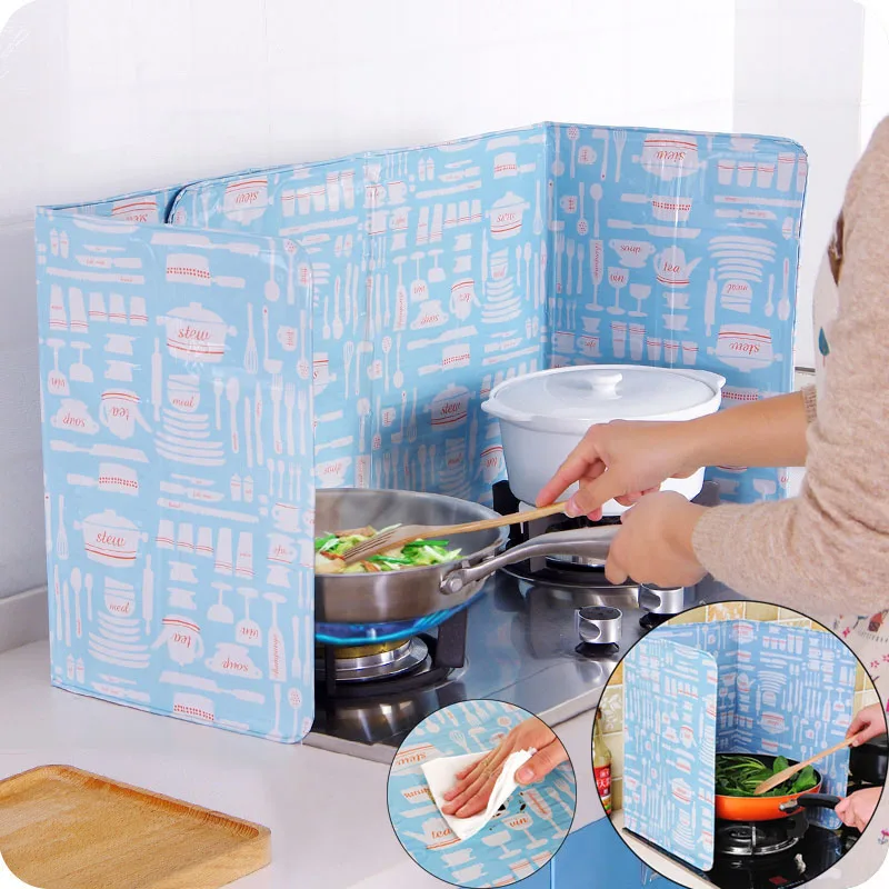 Kitchen Gas Stove Baffle Plate Aluminum Foil Insulation Board Insulation Oil Proof 83*39 CM Cooking Grease Splash Baffle
