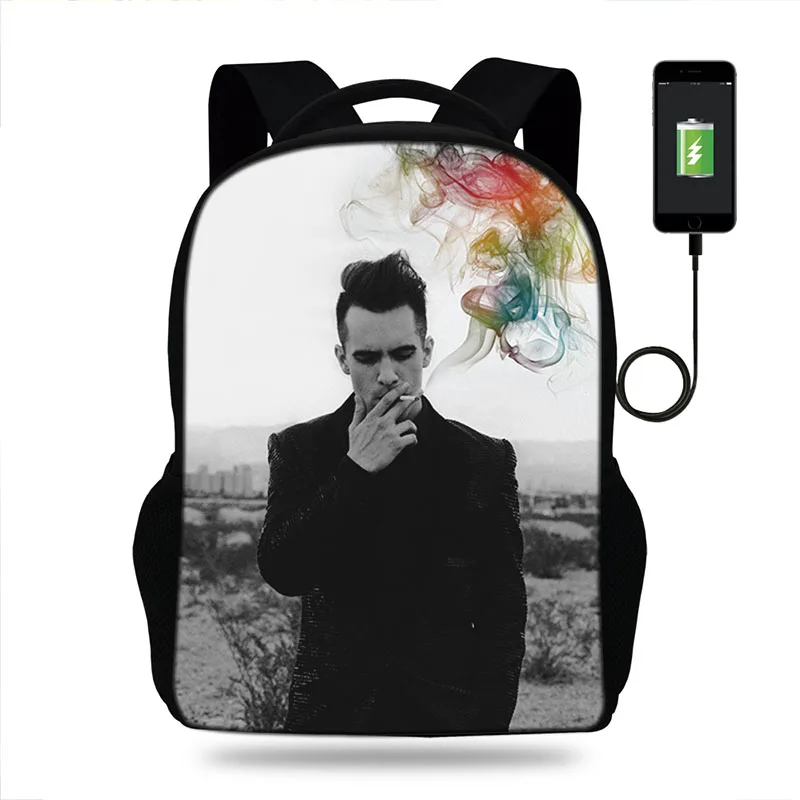 Мужские рюкзаки студенческие Brendon Urie Panic At The Disco школьные сумки для мальчика