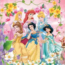 Красочный цветочный узор Жасмин Ариэль Aurora Золушка сказочных принцесс фонов винил Ткань Компьютер Отпечатано стены фон