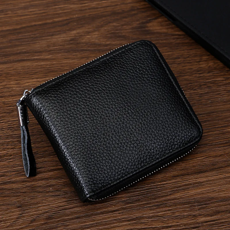 Beste Portemonnee voor Vrouwen Echt Lederen mannen Mode Rits Portemonnee Fijne Koe Lederen Hoge Capaciteit Compacte Casual Gent Pocket portemonnee