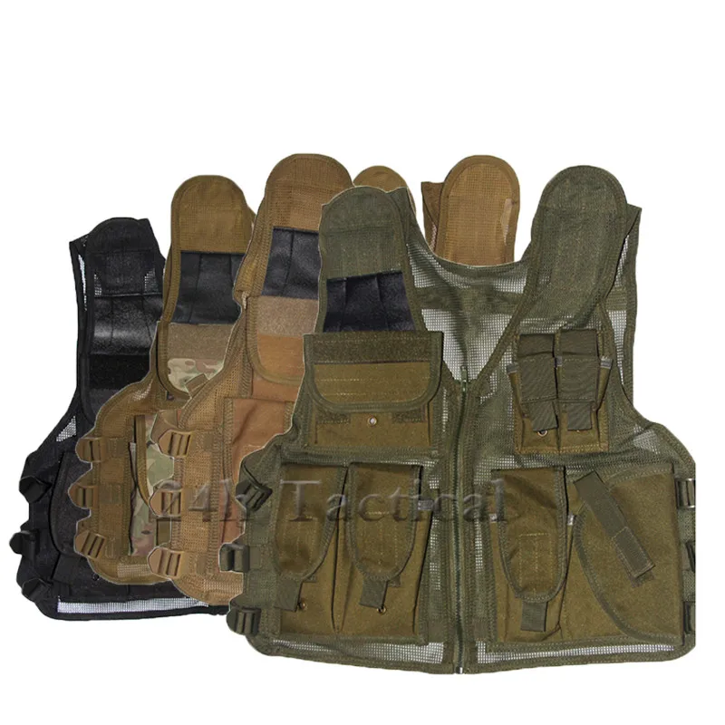 Tactical Zipper Breathable Mesh Vest Sleeveless Thin Jacket with Multi