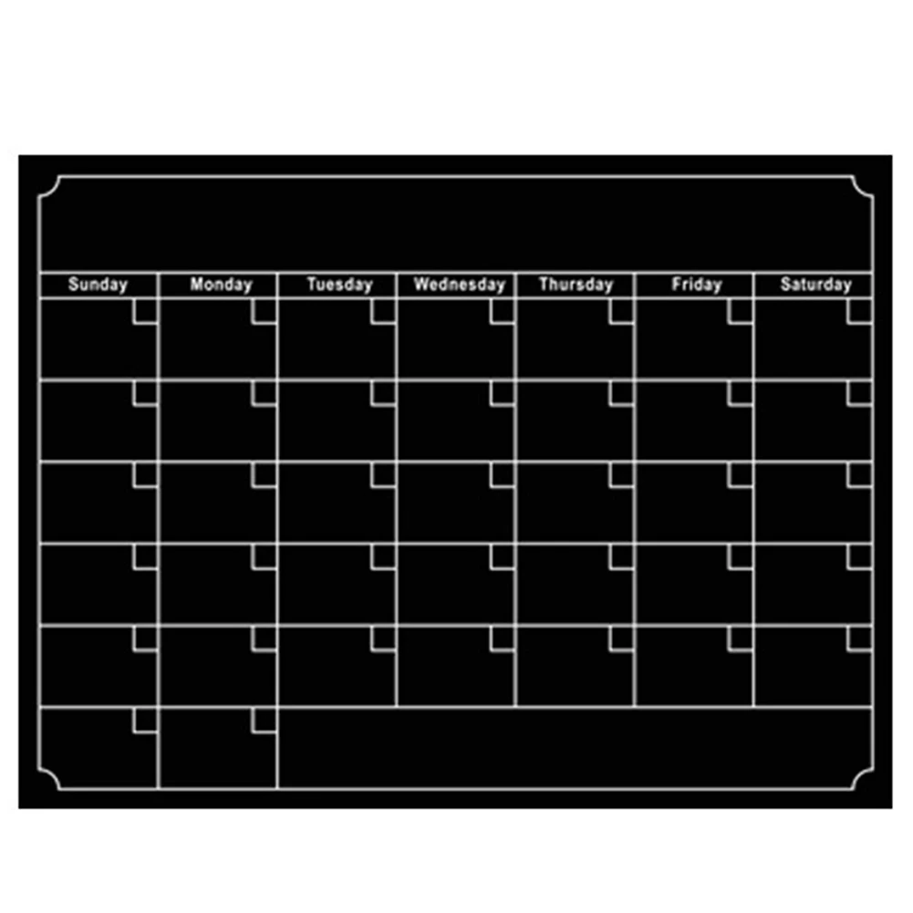 Новое поступление магнитный календарь доска для сообщений стираемый месяц день Планировщик Съемный DIY стикер - Цвет: Черный