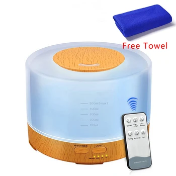 

550ML Aromatherapy Essential Oil Aroma Diffuser With Wood Grain Ultrasonic Air Humidifier 7 Changing Color LED Lights For Home