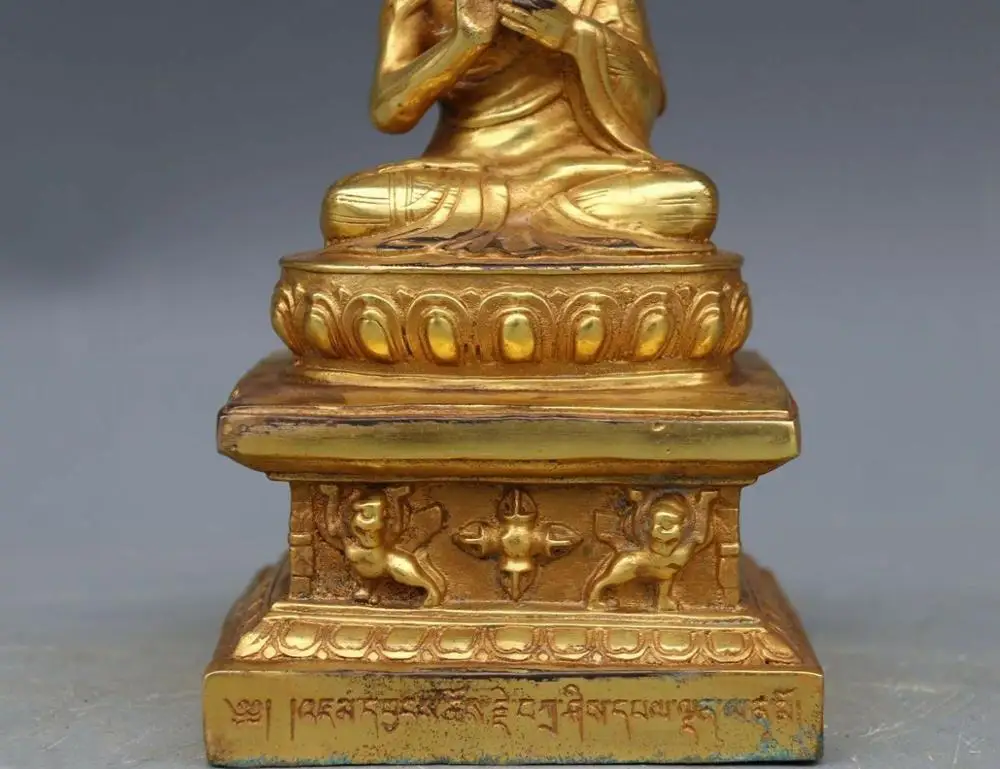 Тибетский буддизм Старая Бронза Медь лама Tsong kha pa Tsongkhapa статуя