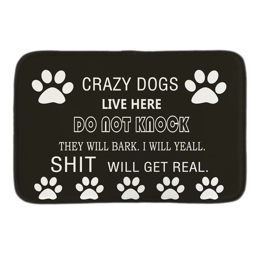 Crazy Dogs Live Here Decorative Indoormat Soft Door Mat Short Plush Bathroom Floor Mats Black Carpets Do Not Knock | Дом и сад