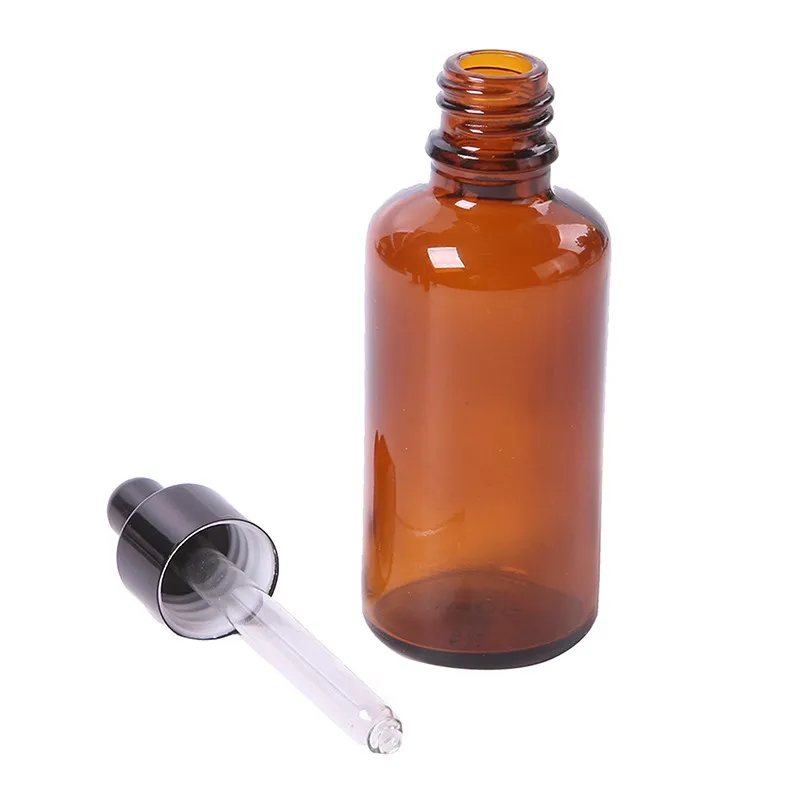 5 50ml Amber Glass Reagent Eye Dropper Drop Aromatherapy Liquid Pipette Bottle Packaging Bottles Hot Selling