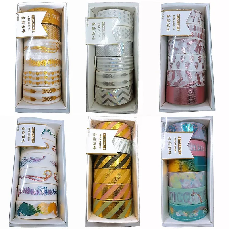 

6pcs/set Mermaid Fish Scale Printed Grosgrain Ribbon Tape Washi Tape Paper DIY Decorative Adhesive Tape Masking Tapes Supplies